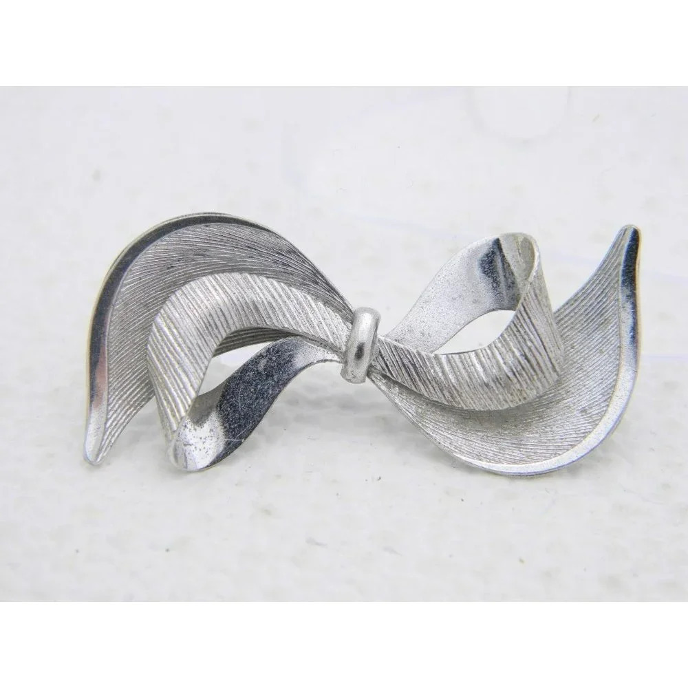 Vtg .925 Sterling Silver Carl Art Bow Brooch Pin